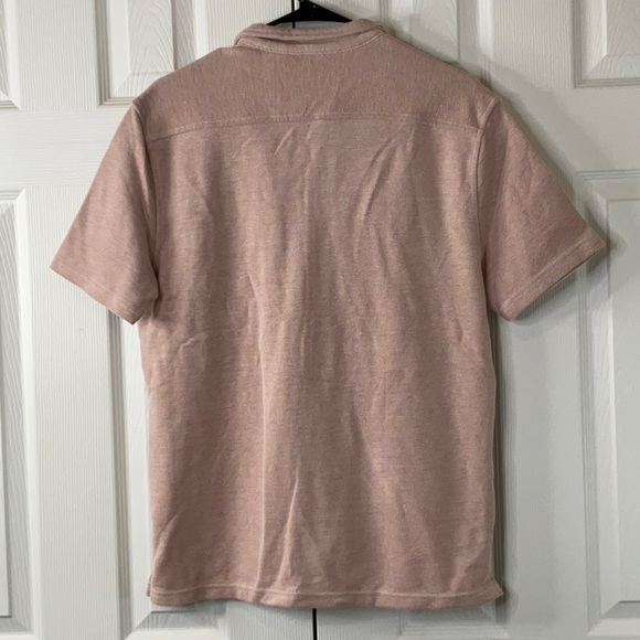 Goodfellow & Co- Men's Short Sleeve Slub Camp Button-Down Shirt Medium Pink Rose - Picture 7 of 9